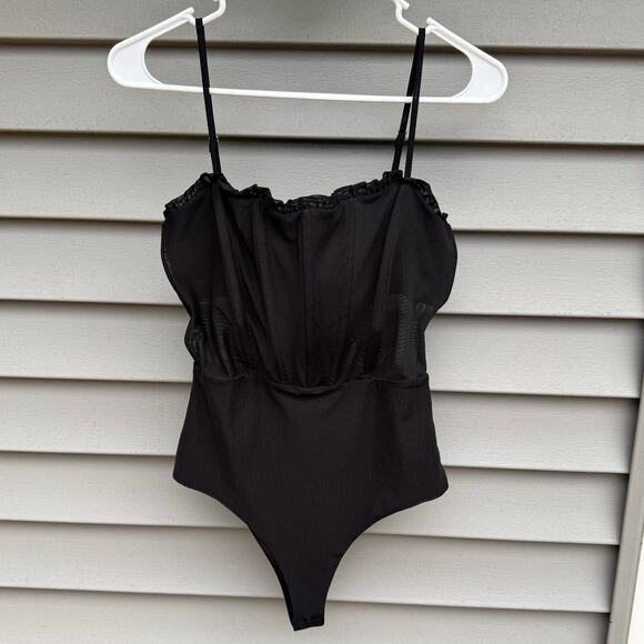 Princess Polly size 6 Cartia Black Structured Partially Sheer Bodysuit - Picture 4 of 14